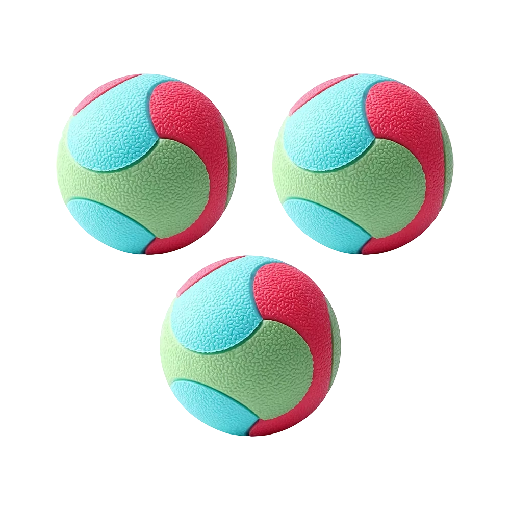 Bola Mainan Hewan Peliharaan - Bola TPR Padat dengan Blok Warna