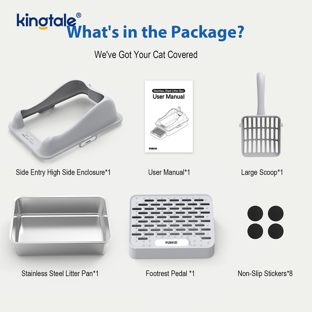 Kotak Kotoran Kucing Stainless Steel Dengan Pedal Kaki Panci Sampah Logam Sisi Tinggi, Tidak Pernah