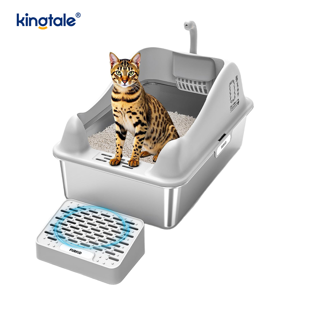 Kotak Kotoran Kucing Stainless Steel Dengan Pedal Kaki Panci Sampah Logam Sisi Tinggi, Tidak Pernah