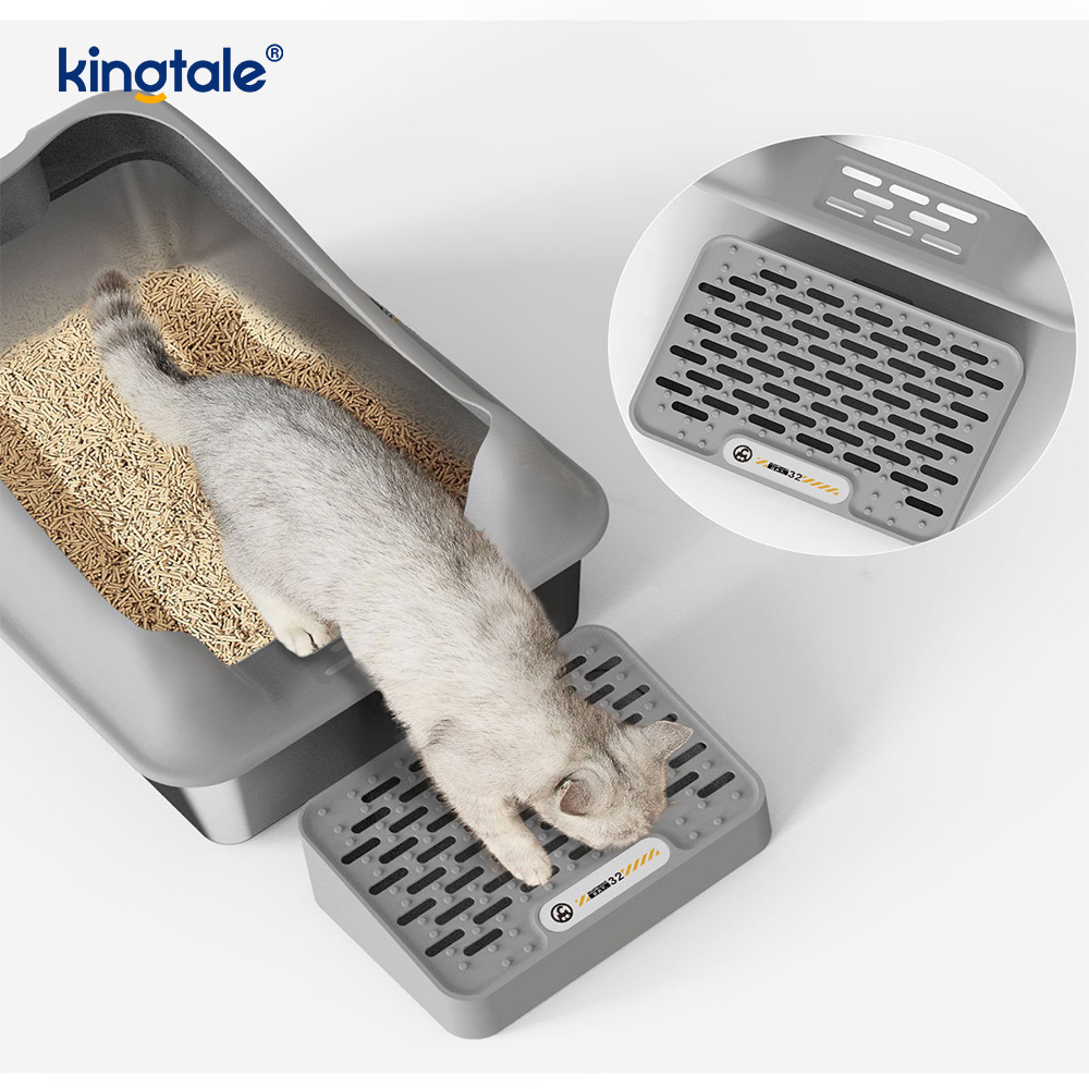 Kotak Kotoran Kucing Stainless Steel Dengan Pedal Kaki Panci Sampah Logam Sisi Tinggi, Tidak Pernah