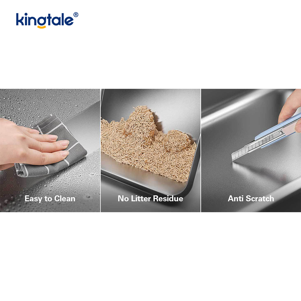 Kotak Kotoran Kucing Stainless Steel Dengan Pedal Kaki Panci Sampah Logam Sisi Tinggi, Tidak Pernah