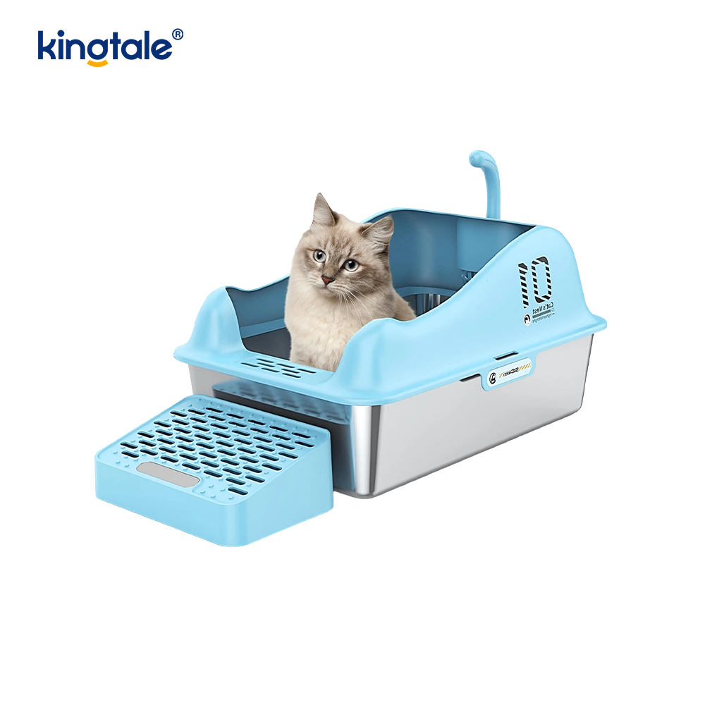Kotak Kotoran Kucing Stainless Steel Dengan Pedal Kaki Panci Sampah Logam Sisi Tinggi, Tidak Pernah