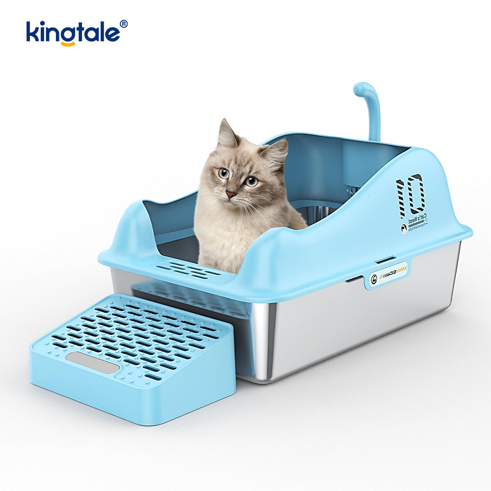Kotak Kotoran Kucing Stainless Steel Dengan Pedal Kaki Panci Sampah Logam Sisi Tinggi, Tidak Pernah