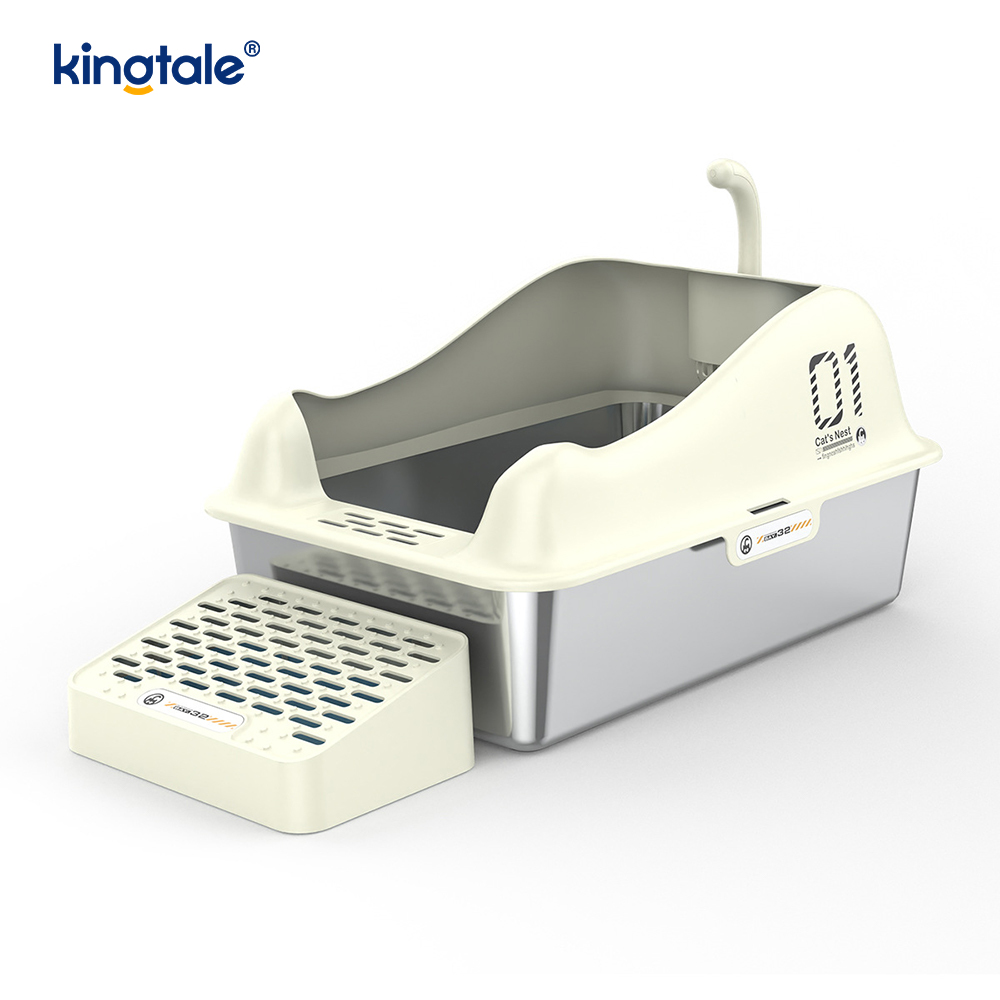 Kotak Kotoran Kucing Stainless Steel Dengan Pedal Kaki Panci Sampah Logam Sisi Tinggi, Tidak Pernah