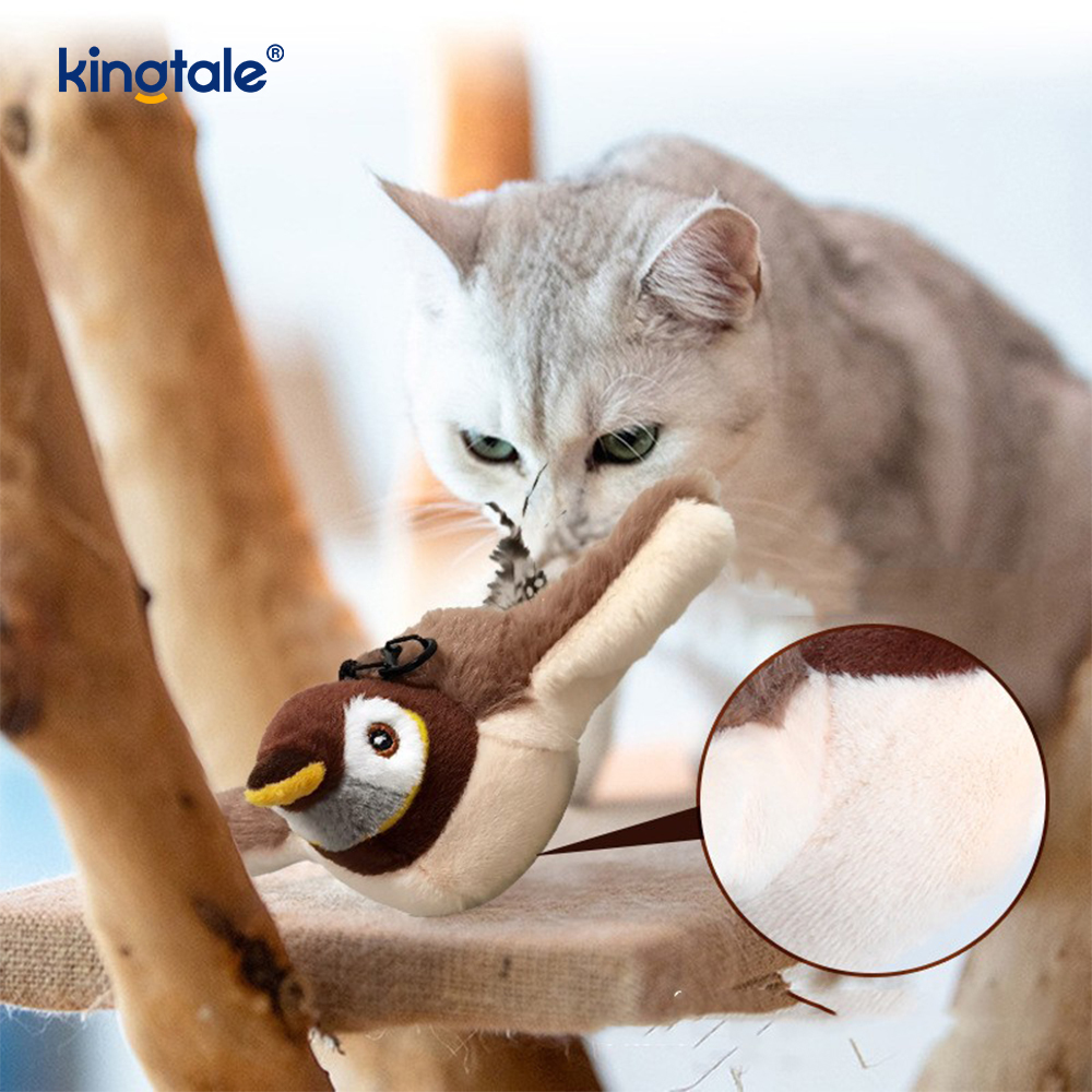 Mainan Mewah Hewan Peliharaan Burung Pipit Simulasi untuk Semua Ras Mainan Kucing Kicker Catnip Burung Pipit