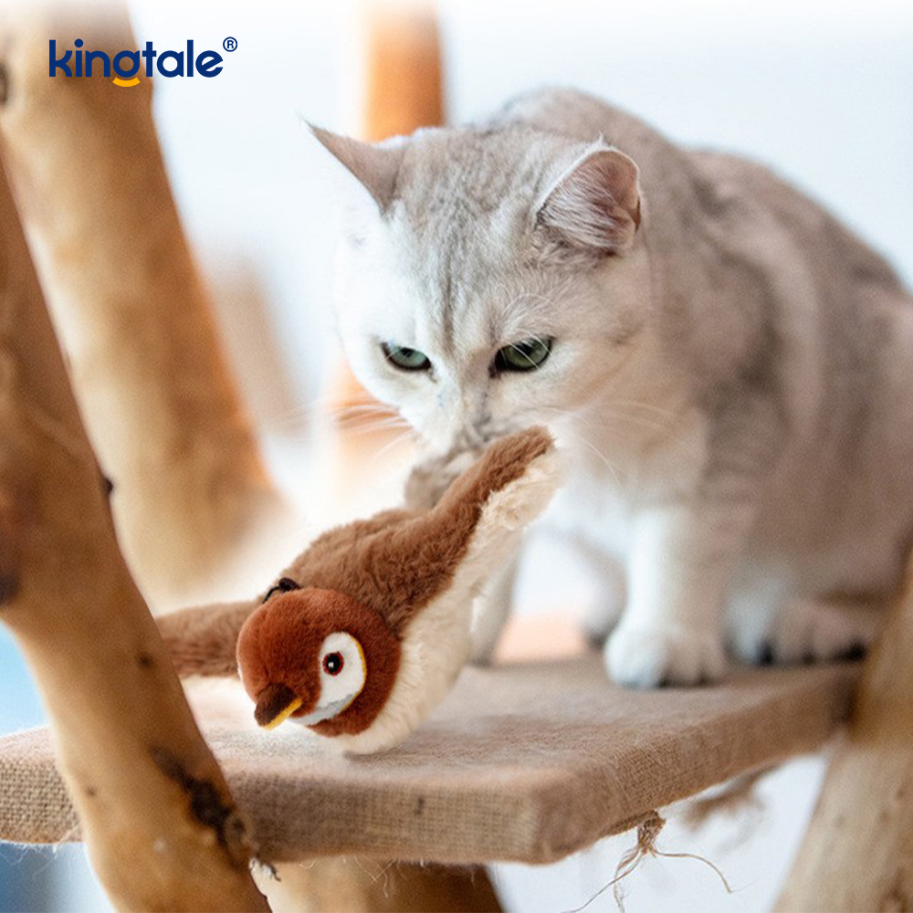Mainan Mewah Hewan Peliharaan Burung Pipit Simulasi untuk Semua Ras Mainan Kucing Kicker Catnip Burung Pipit