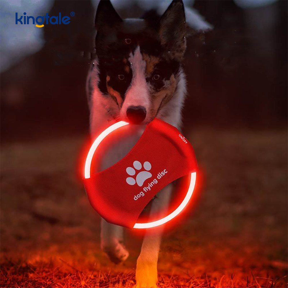 Pet Light-Up Frisbee Pelatihan Hewan Peliharaan Menyala Visibilitas Tinggi Melempar Bermain Untuk Latihan