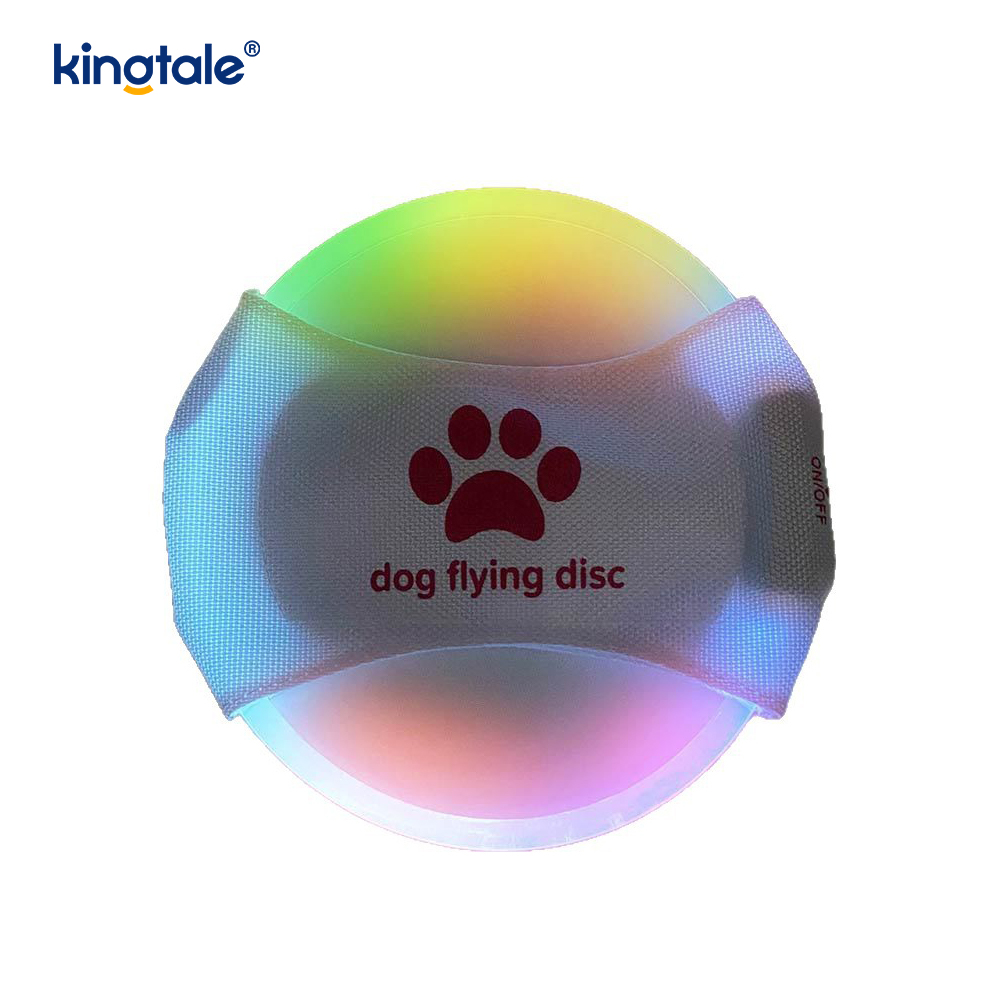 Pet Light-Up Frisbee Pelatihan Hewan Peliharaan Menyala Visibilitas Tinggi Melempar Bermain Untuk Latihan