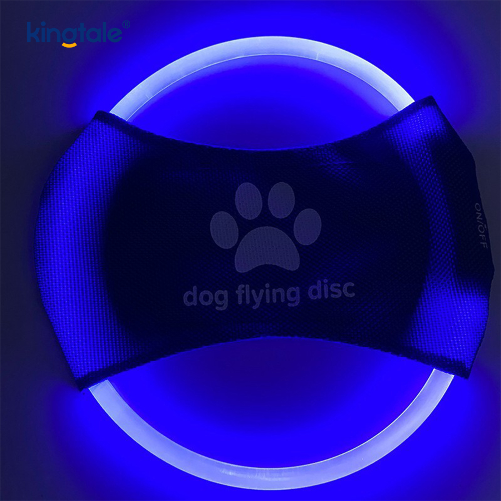Pet Light-Up Frisbee Pelatihan Hewan Peliharaan Menyala Visibilitas Tinggi Melempar Bermain Untuk Latihan