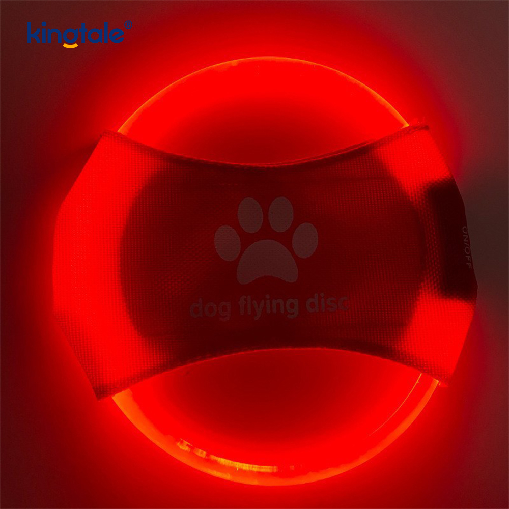 Pet Light-Up Frisbee Pelatihan Hewan Peliharaan Menyala Visibilitas Tinggi Melempar Bermain Untuk Latihan