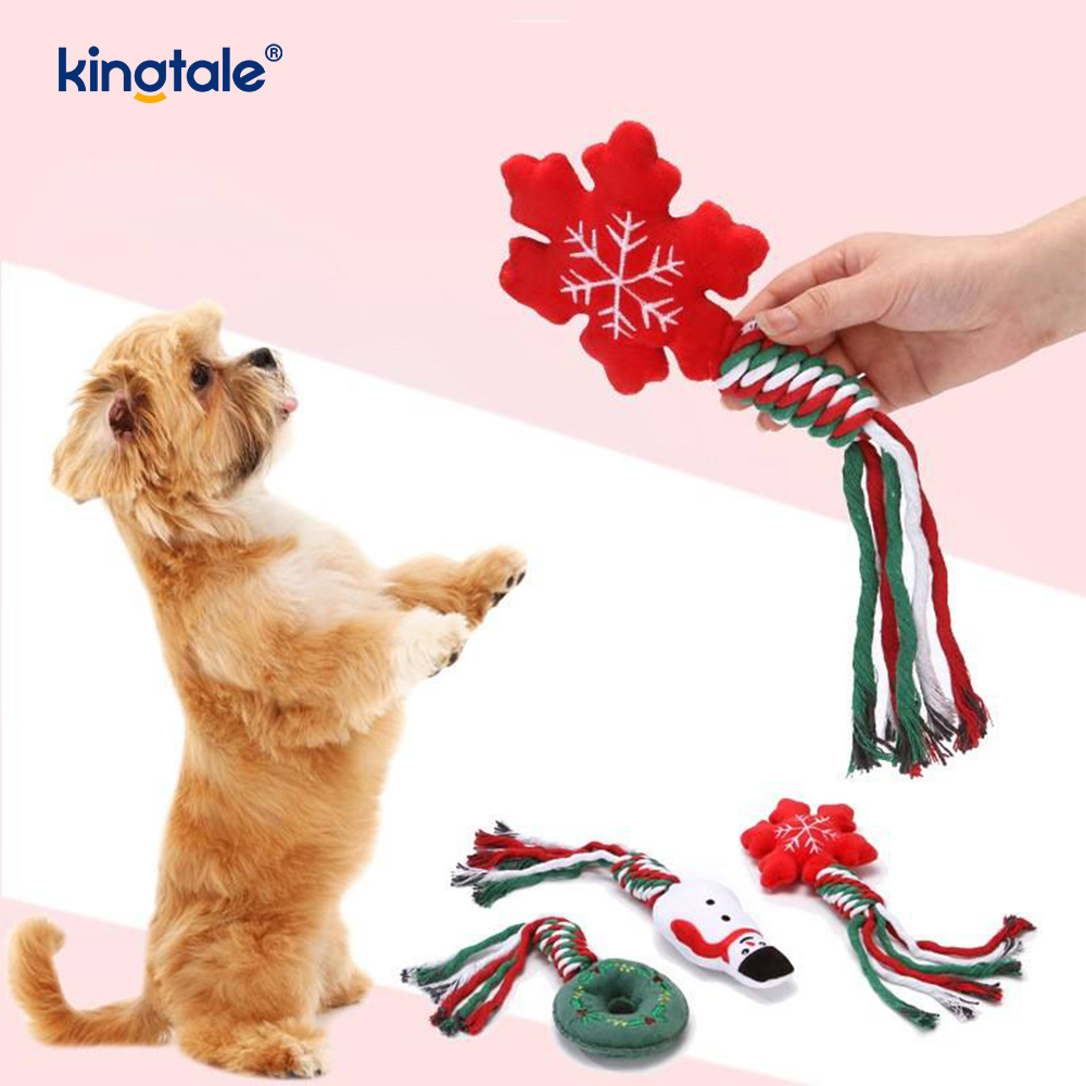 Mainan Kunyah Anak Anjing Mainan Mewah Tali Natal Hewan Peliharaan untuk Tumbuh Gigi