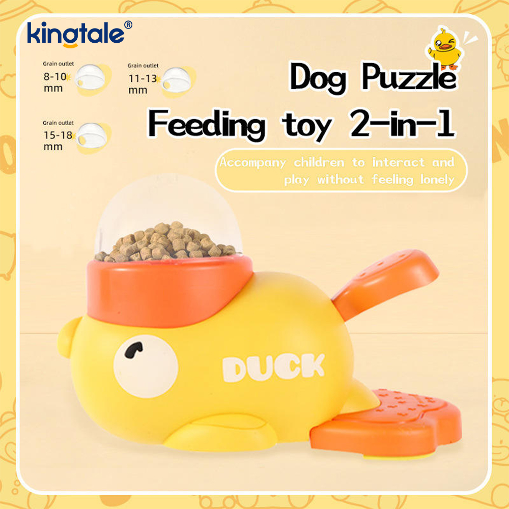 Pengumpan Hewan Peliharaan Bebek Kuning Kecil Mainan Anjing Interaktif Puzzle Makanan Pengumpan Lambat