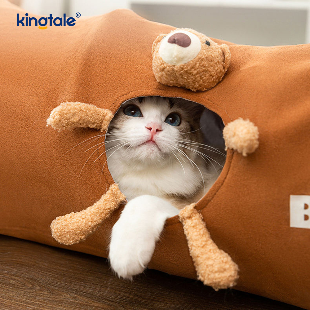 Mainan Kucing Lipat Lurus Kartun Kucing Terowongan Hadiah Mainan Kucing Interaktif Unny untuk Kucing