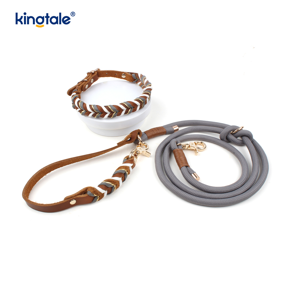 Set Kerah & Tali Anjing Kulit Asli