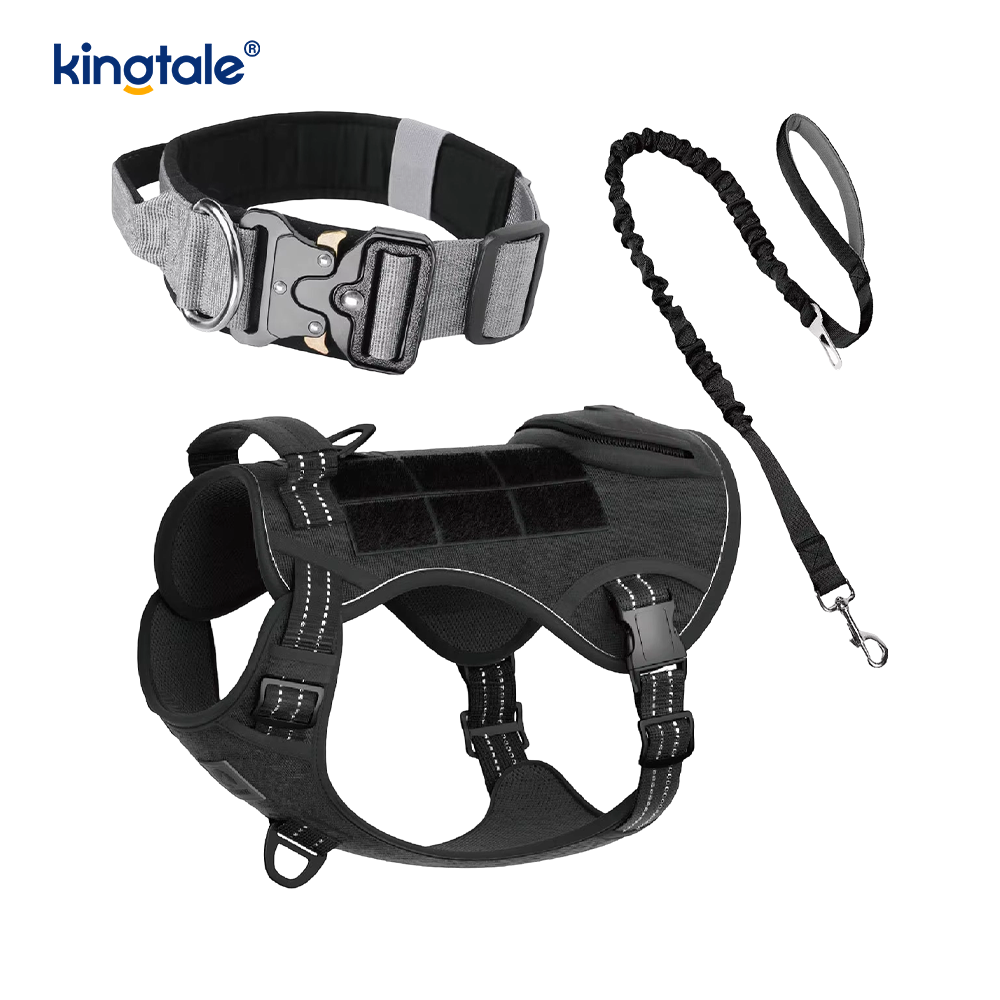Set Harnes Tali Kerah Anjing Taktis Tugas Berat untuk Anjing Besar