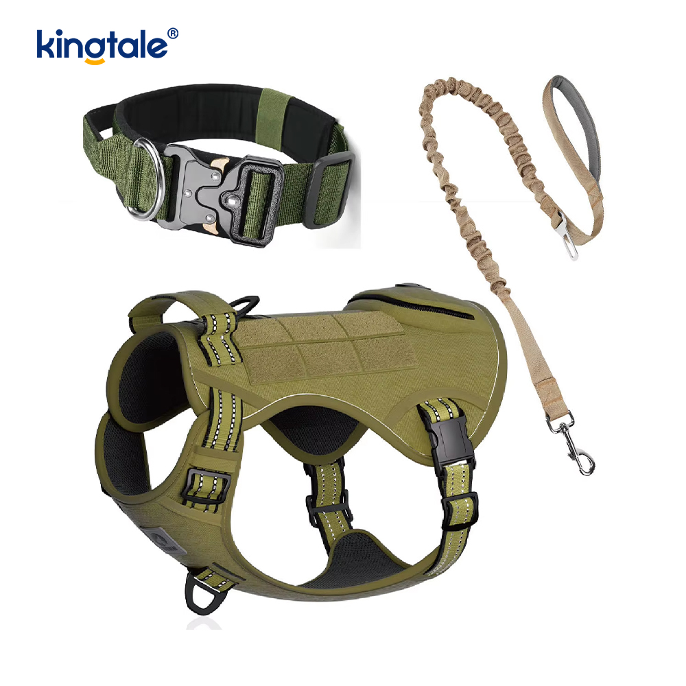 Set Harnes Tali Kerah Anjing Taktis Tugas Berat untuk Anjing Besar