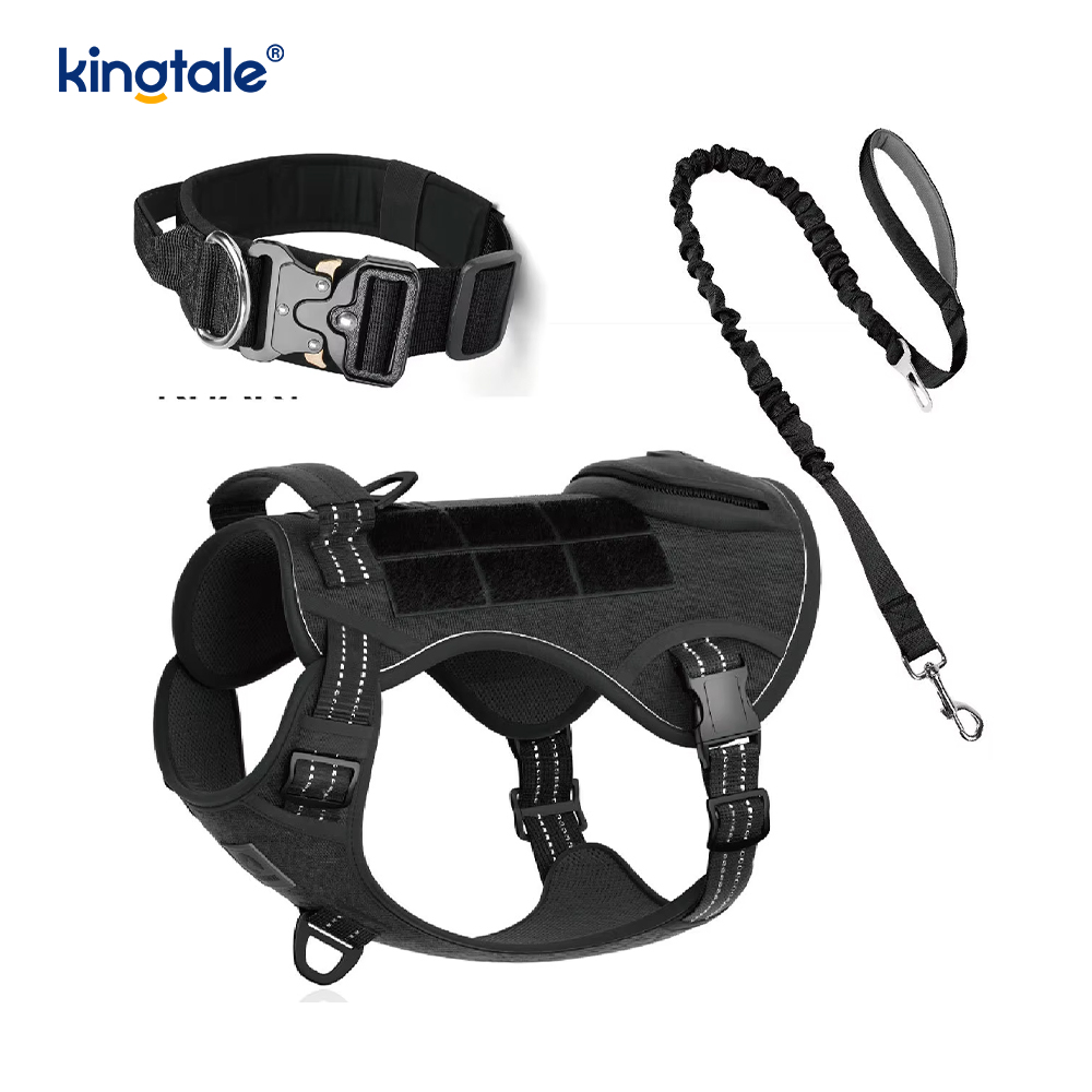 Set Harnes Tali Kerah Anjing Taktis Tugas Berat untuk Anjing Besar