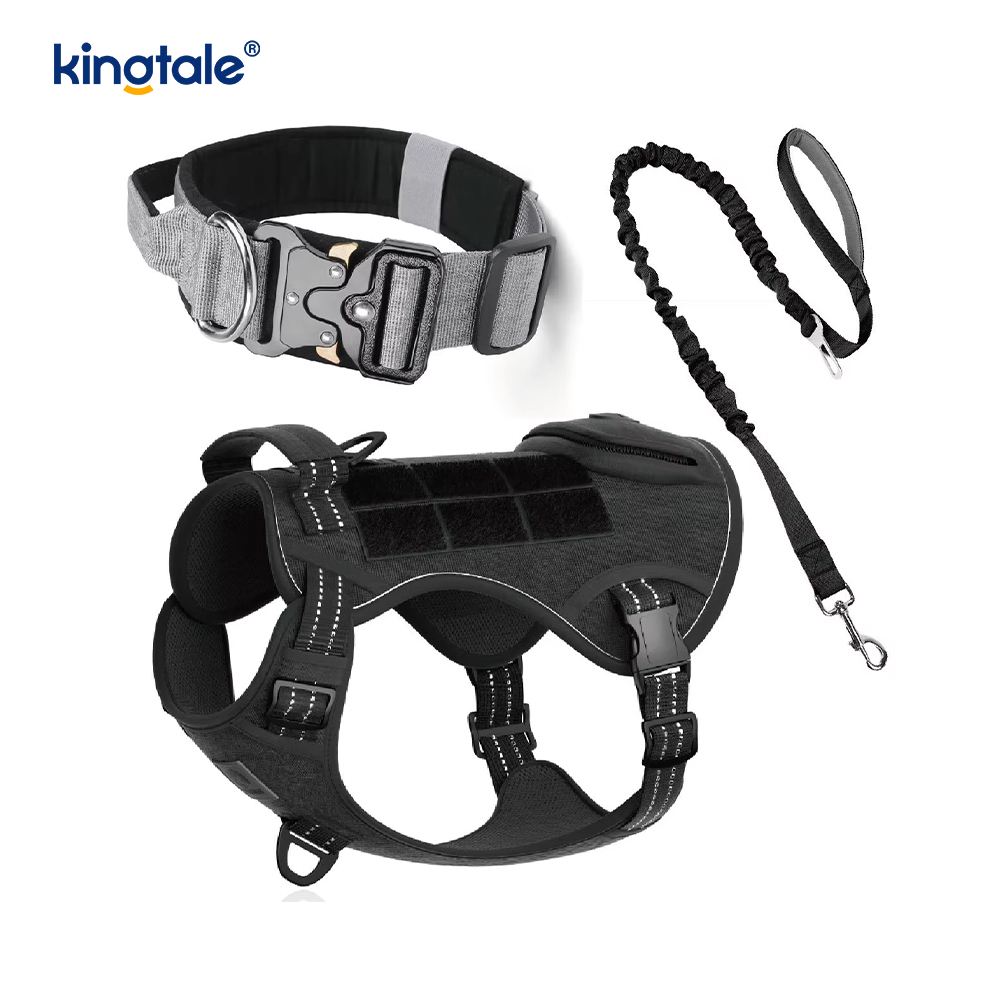 Set Harnes Tali Kerah Anjing Taktis Tugas Berat untuk Anjing Besar