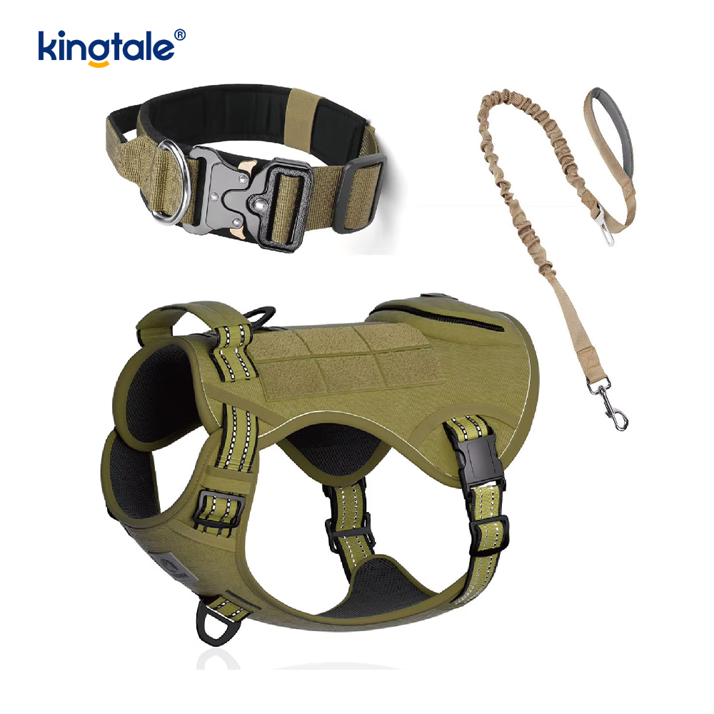 Set Harnes Tali Kerah Anjing Taktis Tugas Berat untuk Anjing Besar