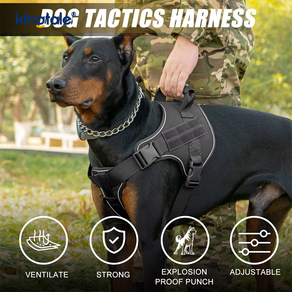 Harnes Anjing Taktis Tugas Berat Taktis Reflektif Tanpa Tarikan untuk Anjing Besar
