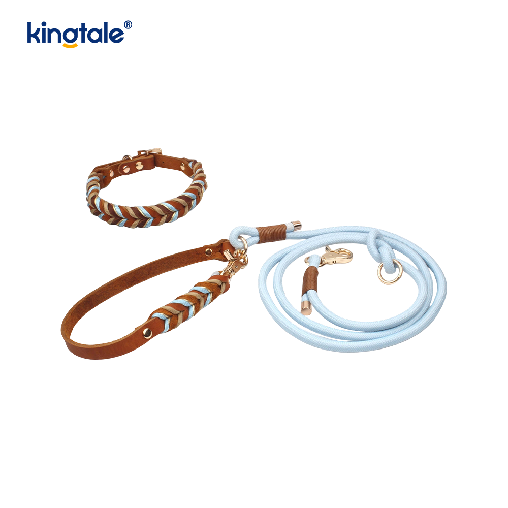 Set Kerah dan Tali Anjing Kulit Asli yang Lembut dan Tahan Lama