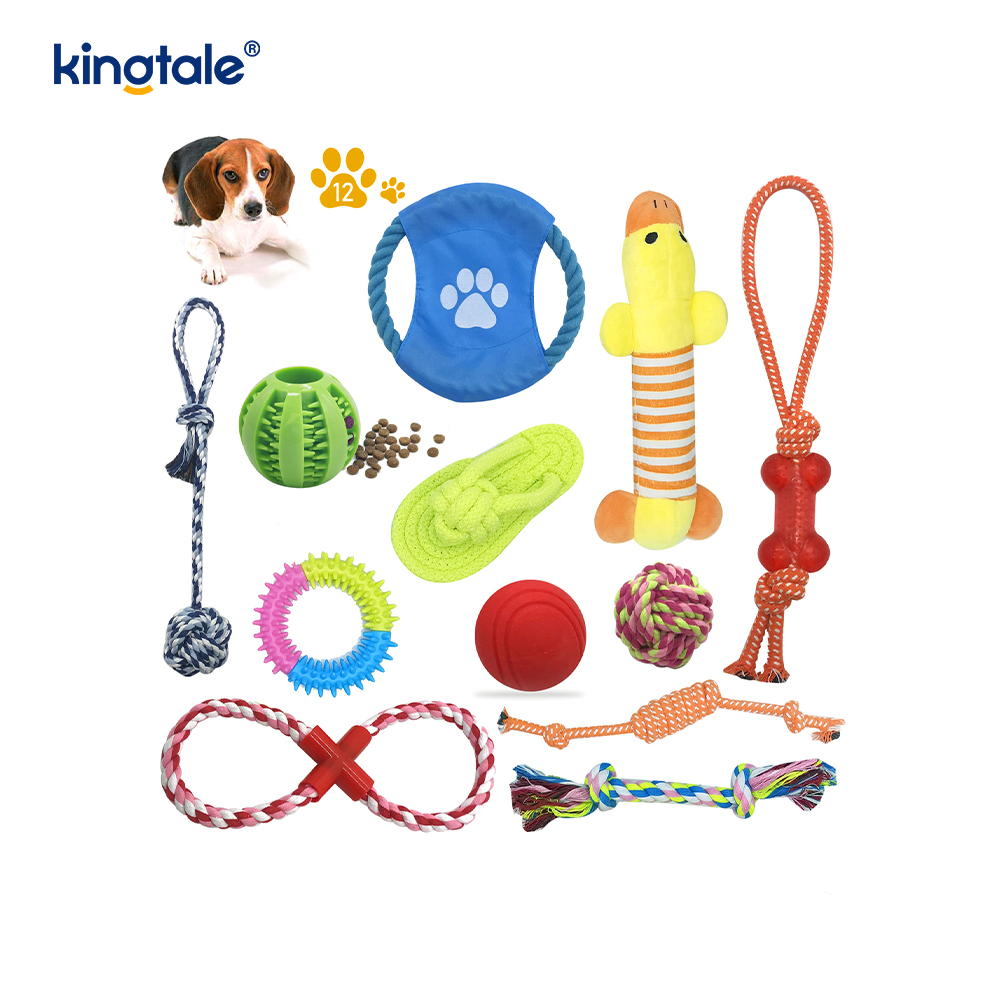 Set Mainan Hewan Peliharaan Bola Tali Katun Stik Tumbuh Gigi Anak Anjing Tahan Lama