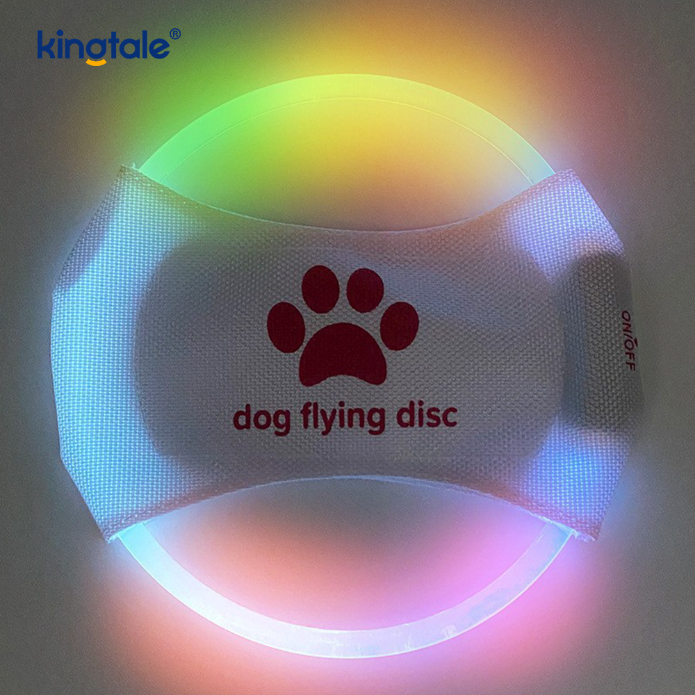 Mainan Pelatihan Anjing Frisbee Hewan Pengikut Menyala LED yang Dapat Diisi Ulang
