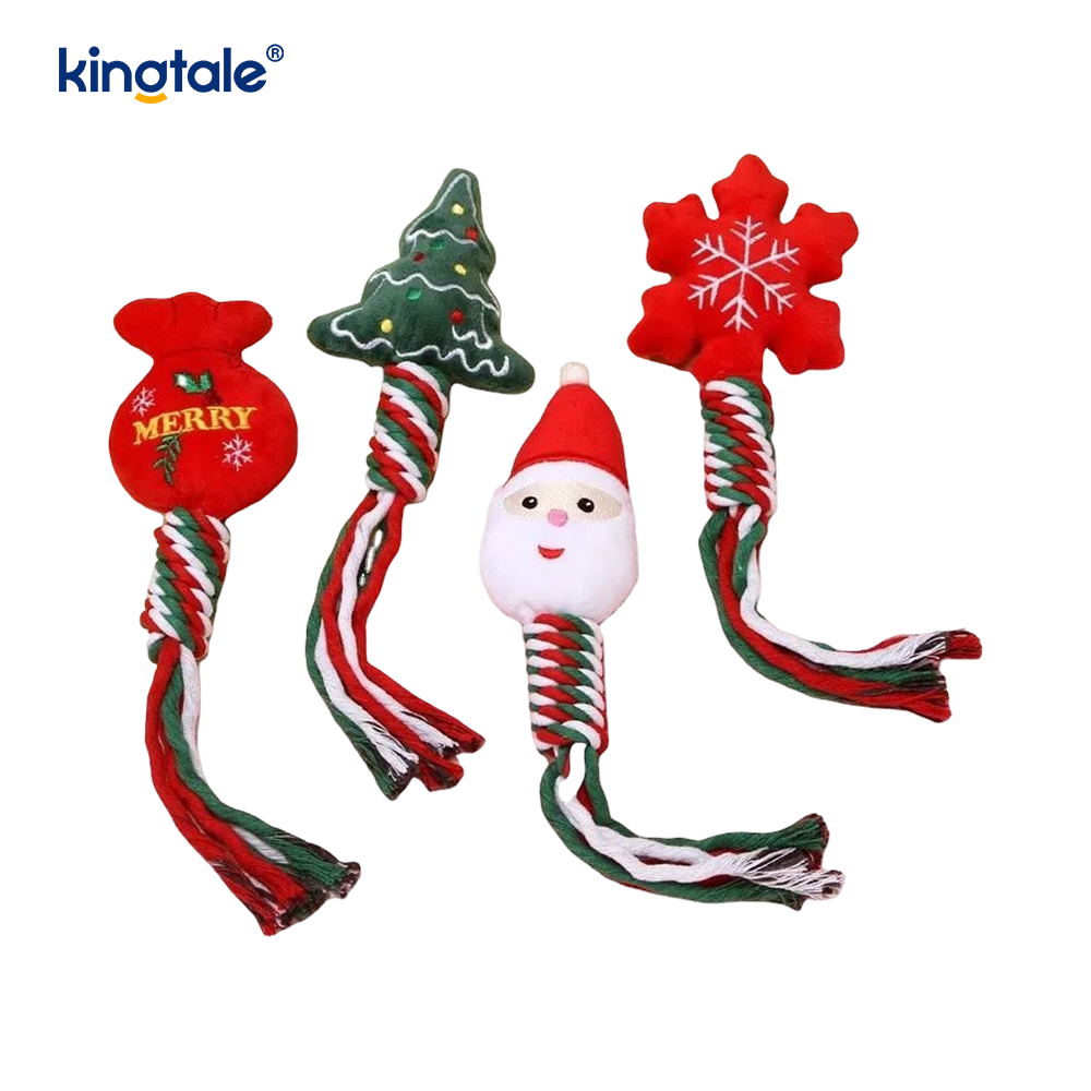 Mainan Hewan Peliharaan Mewah Natal dengan Cotton Rope Teether