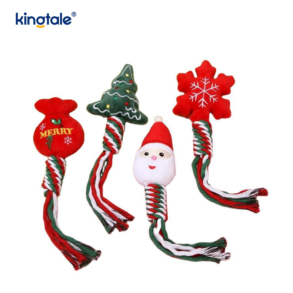 Mainan Hewan Peliharaan Mewah Natal dengan Cotton Rope Teether