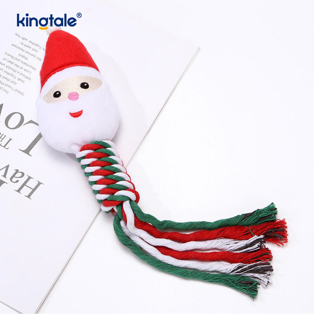 Mainan Hewan Peliharaan Mewah Natal dengan Cotton Rope Teether