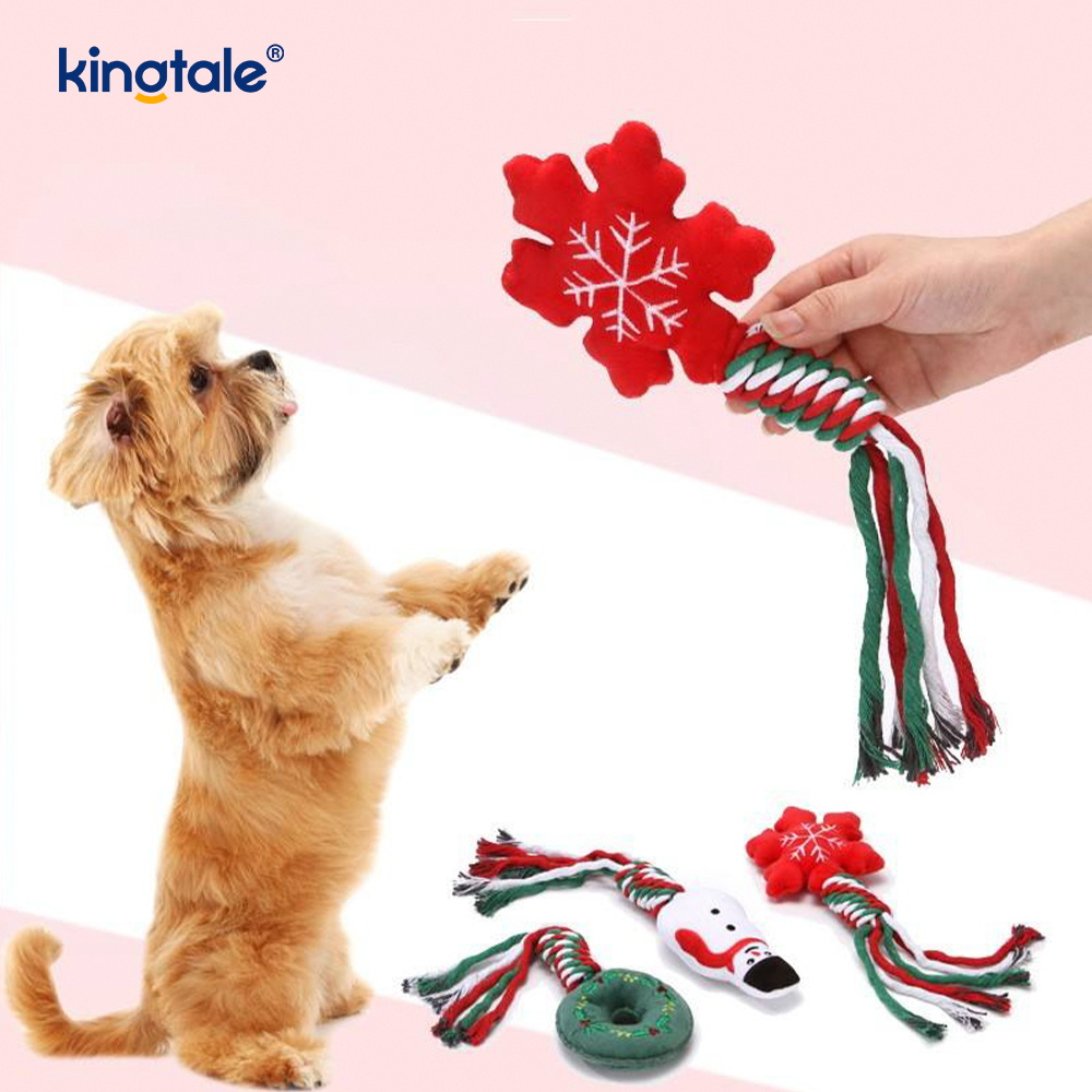 Mainan Hewan Peliharaan Mewah Natal dengan Cotton Rope Teether