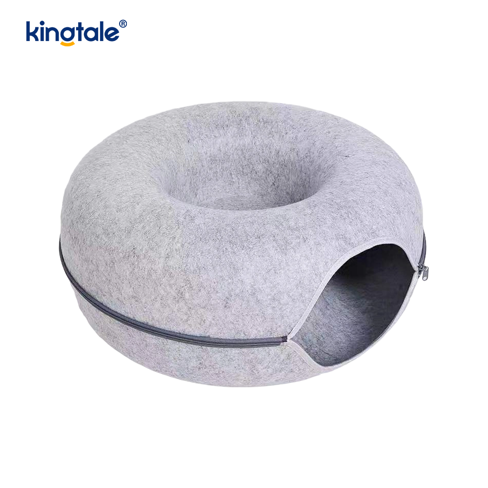 Tempat Tidur Gua Kucing Terowongan Permainan Kucing Interior Felt Bulat yang Dapat Dilepas & Dapat Dicuci