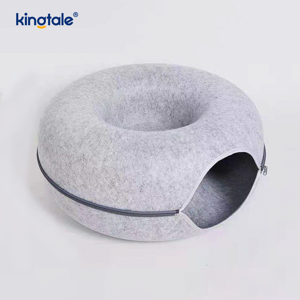 Tempat Tidur Gua Kucing Terowongan Permainan Kucing Interior Felt Bulat yang Dapat Dilepas & Dapat Dicuci