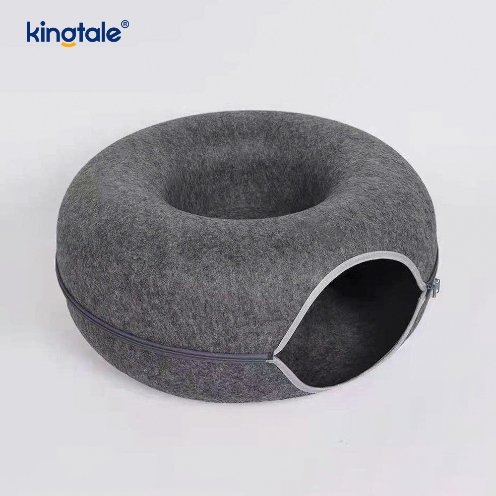 Tempat Tidur Gua Kucing Terowongan Permainan Kucing Interior Felt Bulat yang Dapat Dilepas & Dapat Dicuci